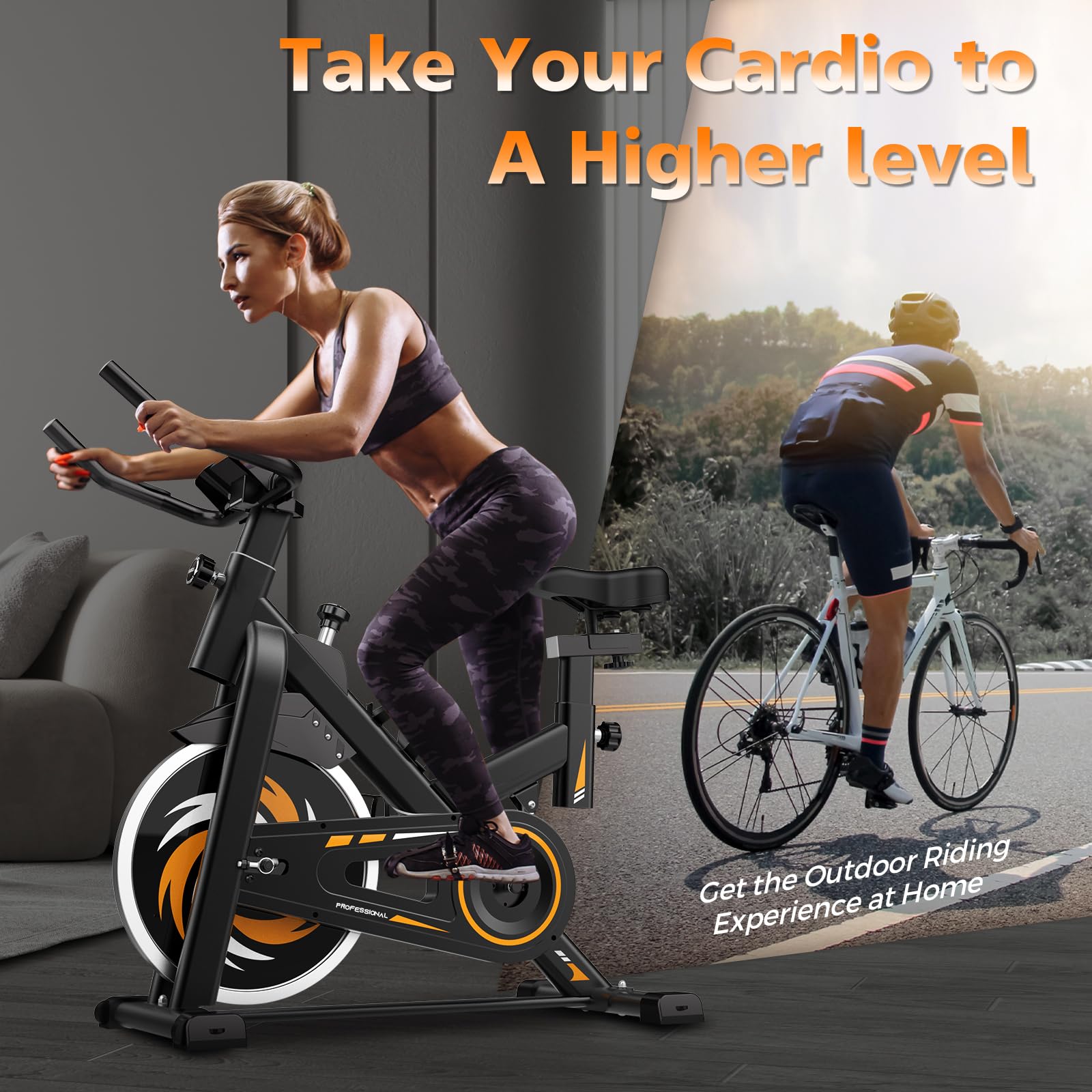 Decorcn Ergometer Heimtrainer Fahrrad - Magnetischer Widerstand Fitnessbike, Stille Stationäre Spinning Bike Indoor, LCD-Monitor, Pulsmesser iPad-Halterung, Hometrainer 150 kg Belastbar