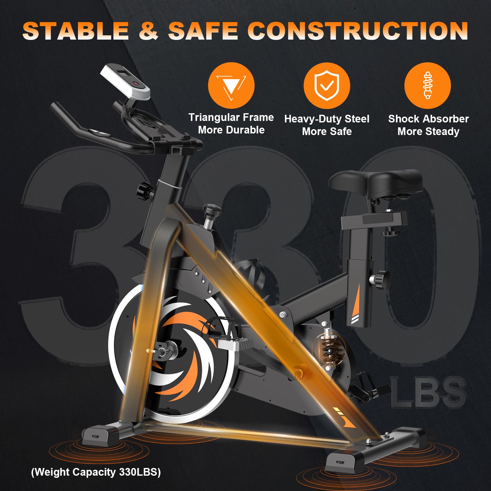 Decorcn Ergometer Heimtrainer Fahrrad - Magnetischer Widerstand Fitnessbike, Stille Stationäre Spinning Bike Indoor, LCD-Monitor, Pulsmesser iPad-Halterung, Hometrainer 150 kg Belastbar